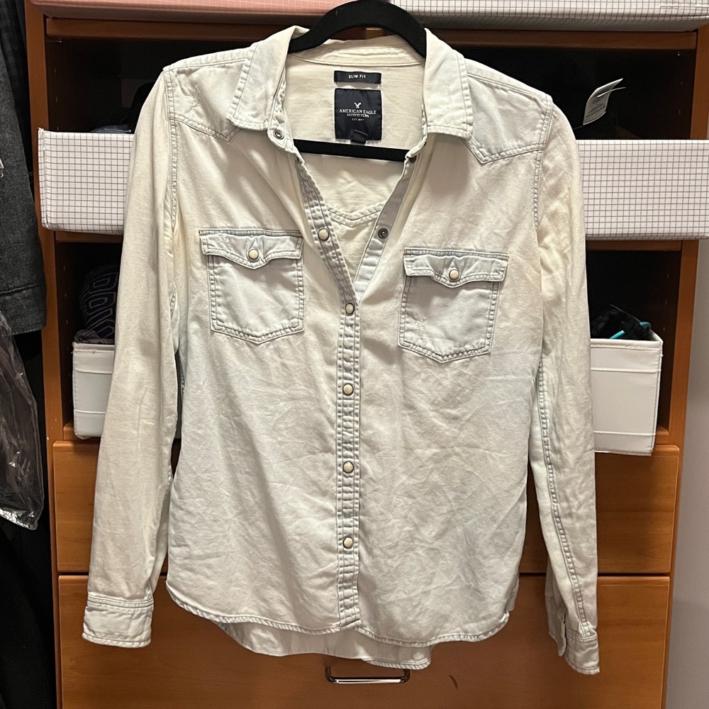 American Eagle distressed Chambray Shirt